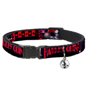 Cat Collar Breakaway - HARLEY QUINN Bomb Poses Suits Black Purple Red Breakaway Cat Collars DC Comics