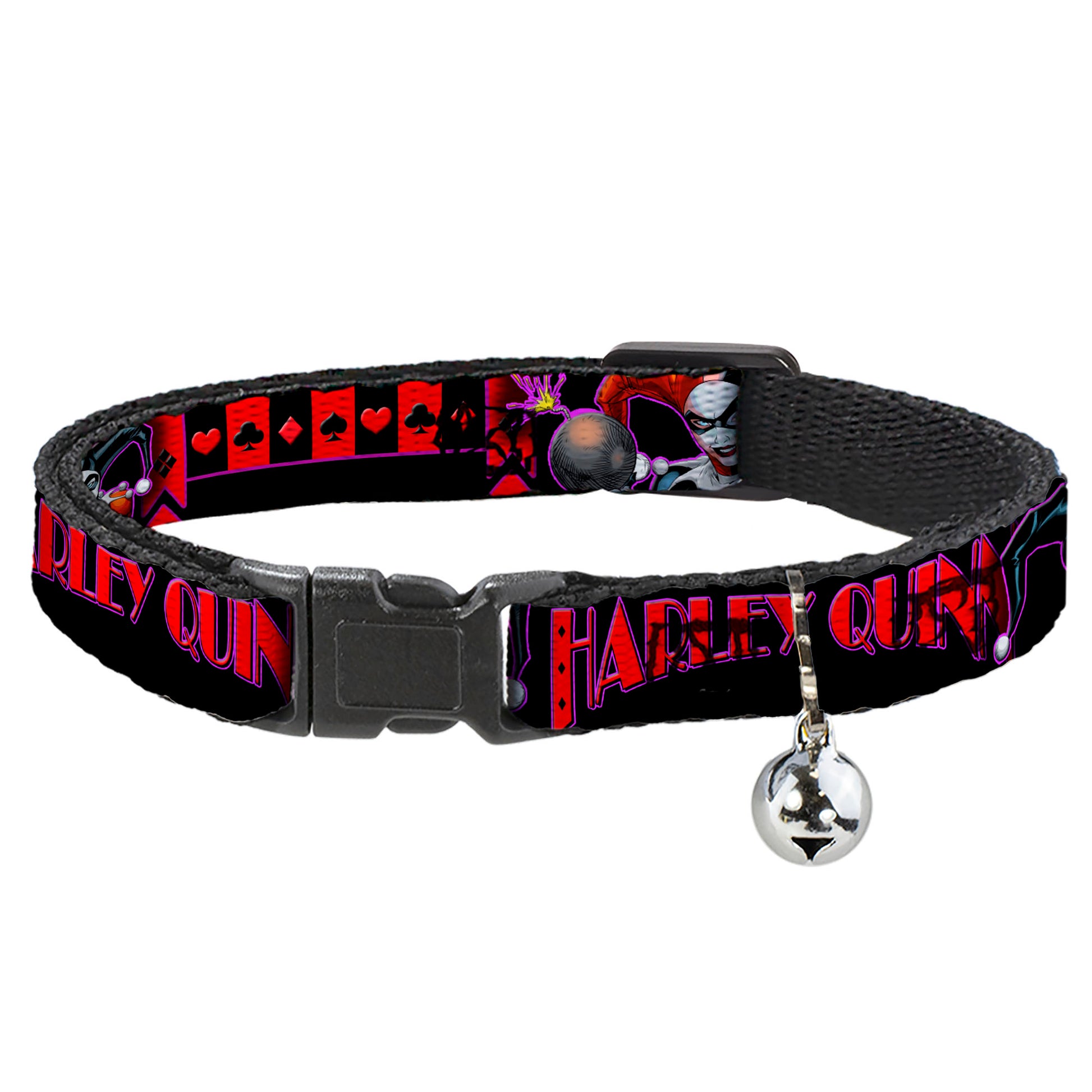 Cat Collar Breakaway - HARLEY QUINN Bomb Poses Suits Black Purple Red Breakaway Cat Collars DC Comics