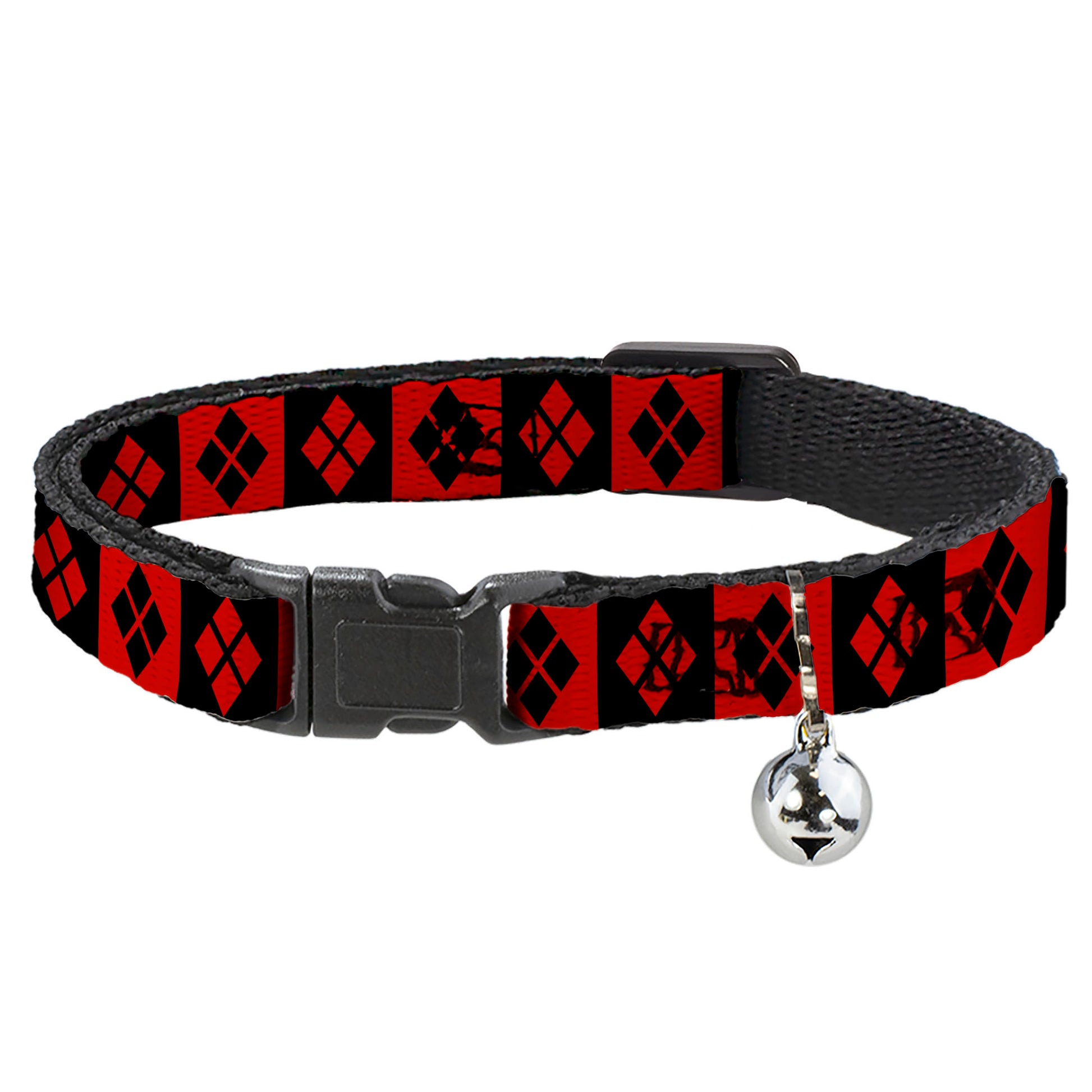 Cat Collar Breakaway - Harley Quinn Diamond Blocks Red Black Black Red Breakaway Cat Collars DC Comics