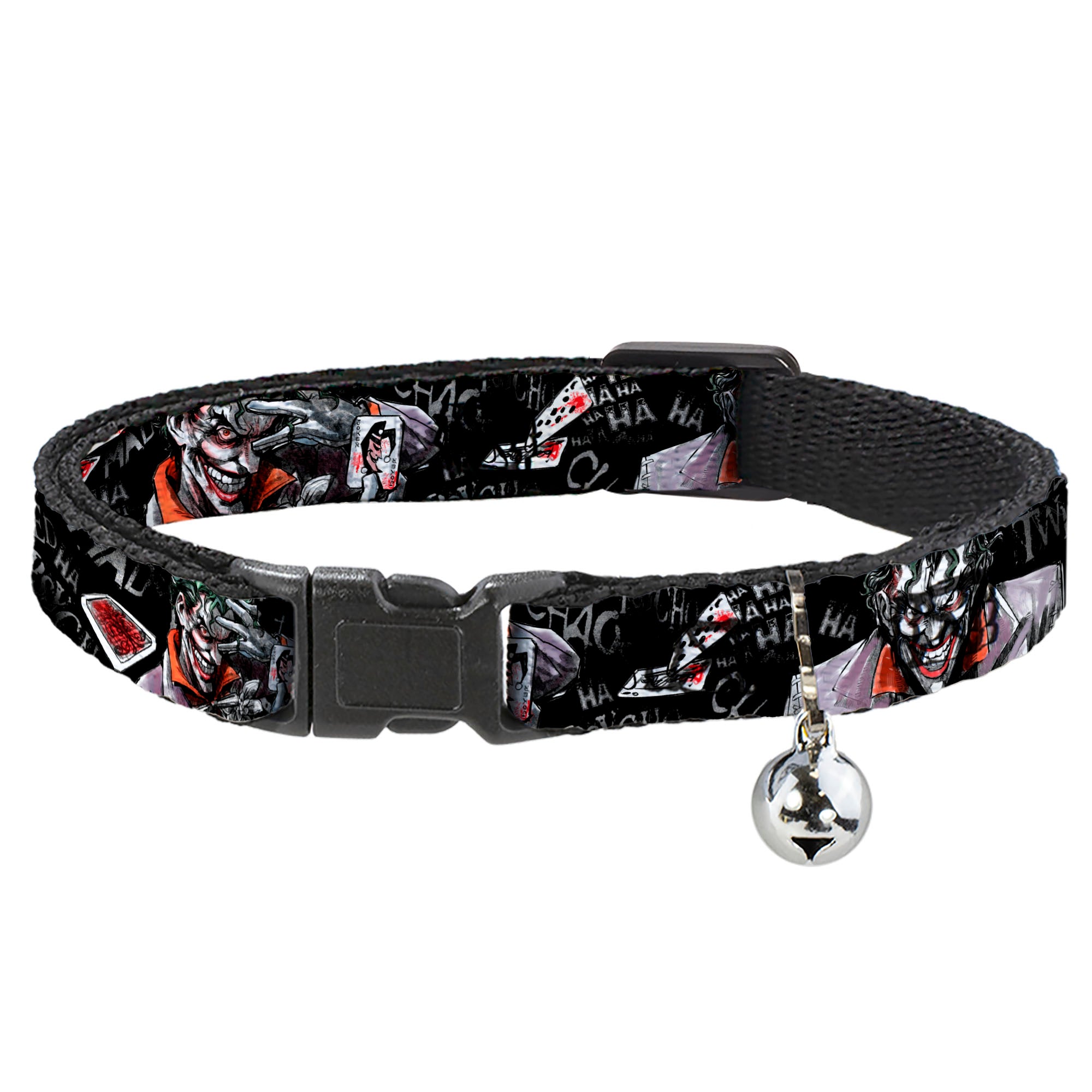 Cat Collar Breakaway - Joker BRILLIANTLY TWISTED PSYCHO 2-Poses Cards Black Grays Breakaway Cat Collars DC Comics