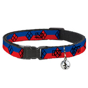 Cat Collar Breakaway - Harley Quinn Diamond Stripe Red Blue Breakaway Cat Collars DC Comics