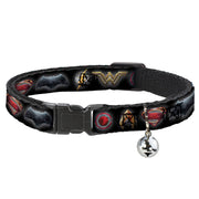 Cat Collar Breakaway - Justice League 2017 6-Superhero Icons Black Breakaway Cat Collars DC Comics