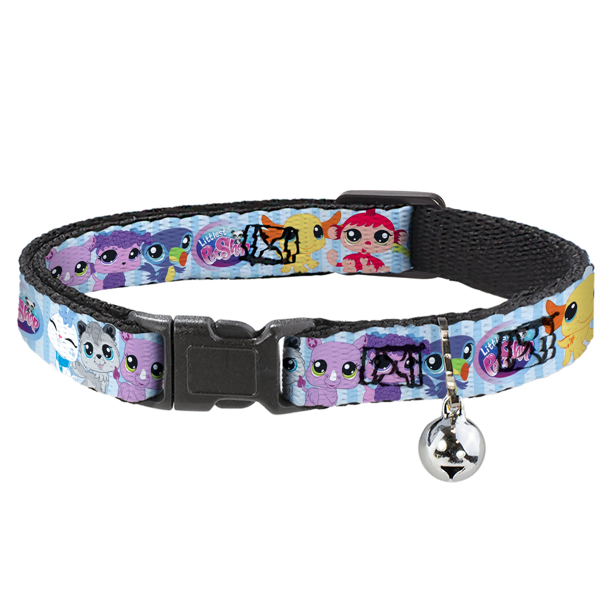 Breakaway Cat Collar with Bell - LITTLEST PET SHOP Animal Poses Stripe Blues