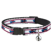 Cat Collar Breakaway with Bell - Space Jam TUNE SQUAD Logo Stripe White Red Blue - NARROW Fits 8.5-12" Breakaway Cat Collars Looney Tunes