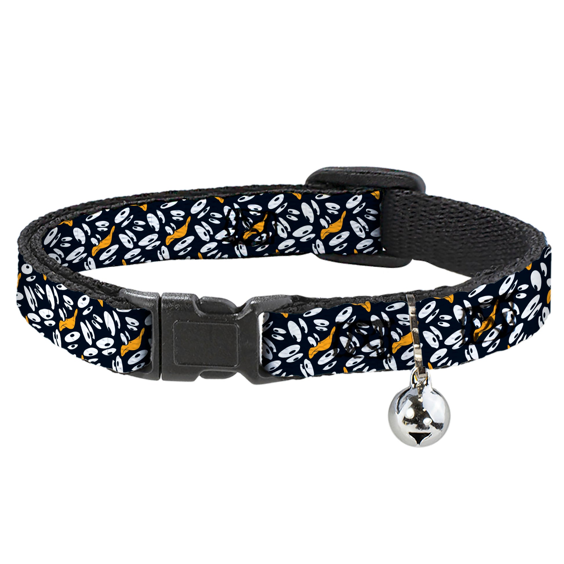 Breakaway Cat Collar with Bell - Daffy Duck Expression and Eyes Scattered Black/White Breakaway Cat Collars Looney Tunes