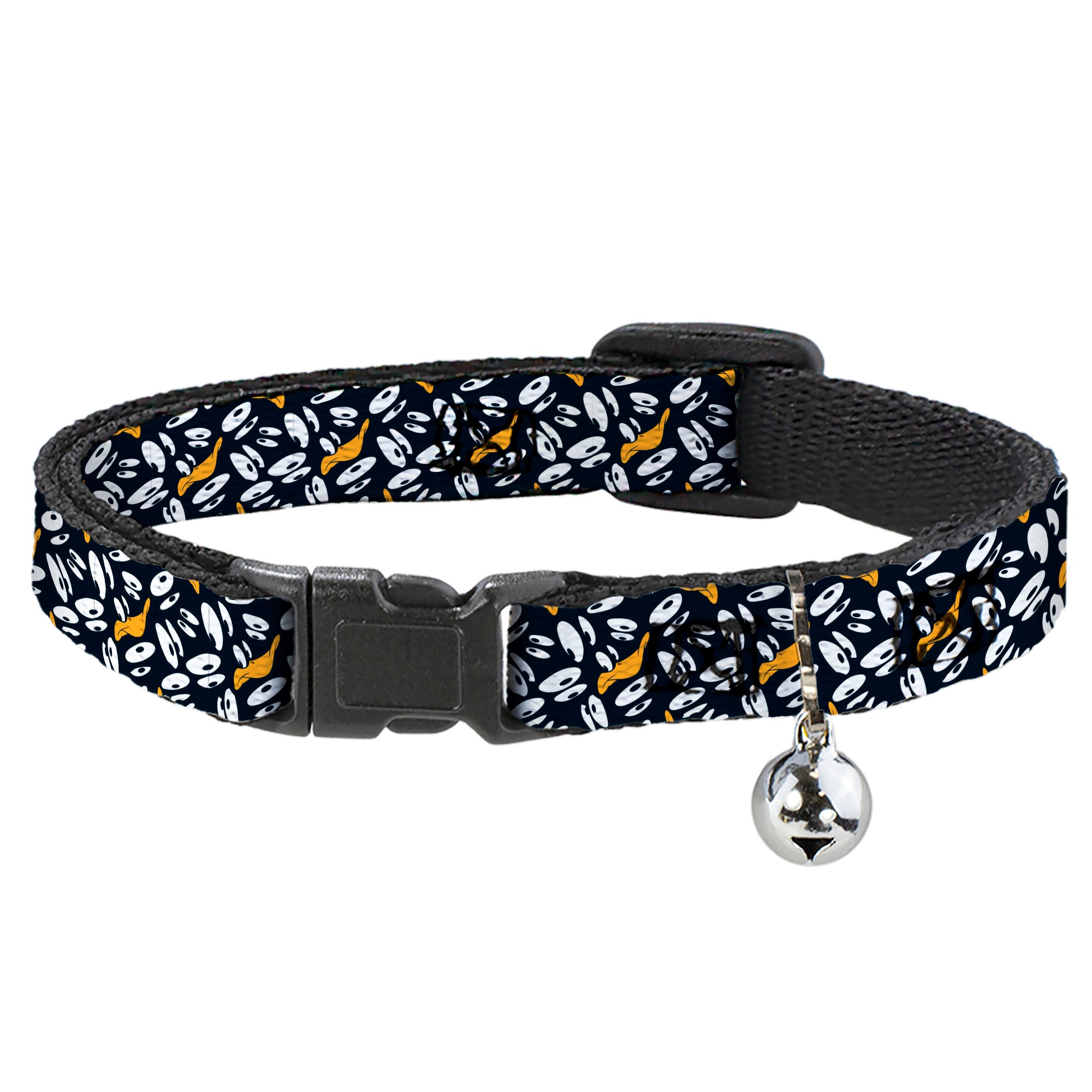 Breakaway Cat Collar with Bell - Daffy Duck Expression and Eyes Scattered Black/White Breakaway Cat Collars Looney Tunes