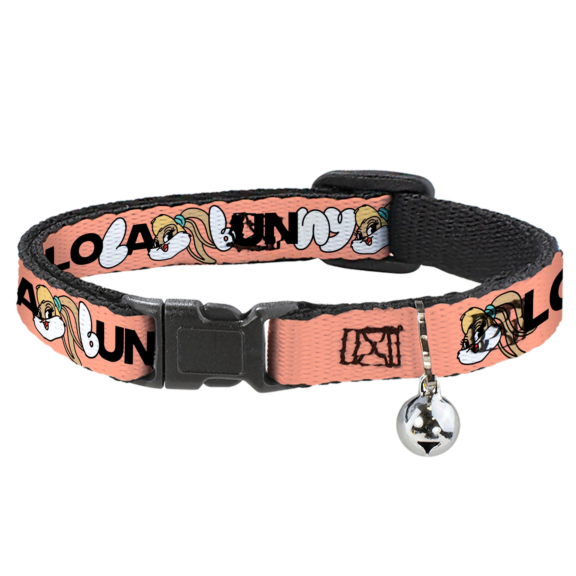 Breakaway Cat Collar with Bell - LOLA BUNNY Smiling Face Text Peach Breakaway Cat Collars Looney Tunes