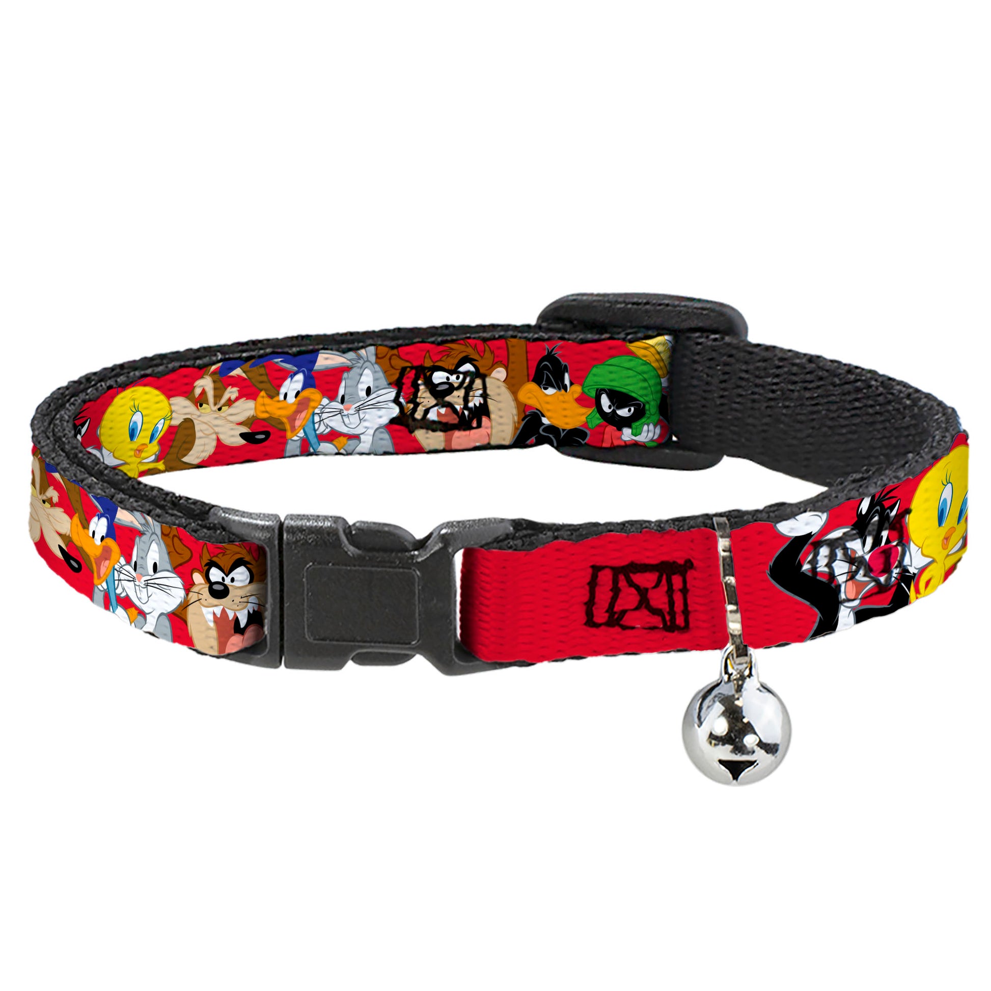Breakaway Cat Collar with Bell - Looney Tunes Eight Character Faces Red Breakaway Cat Collars Looney Tunes