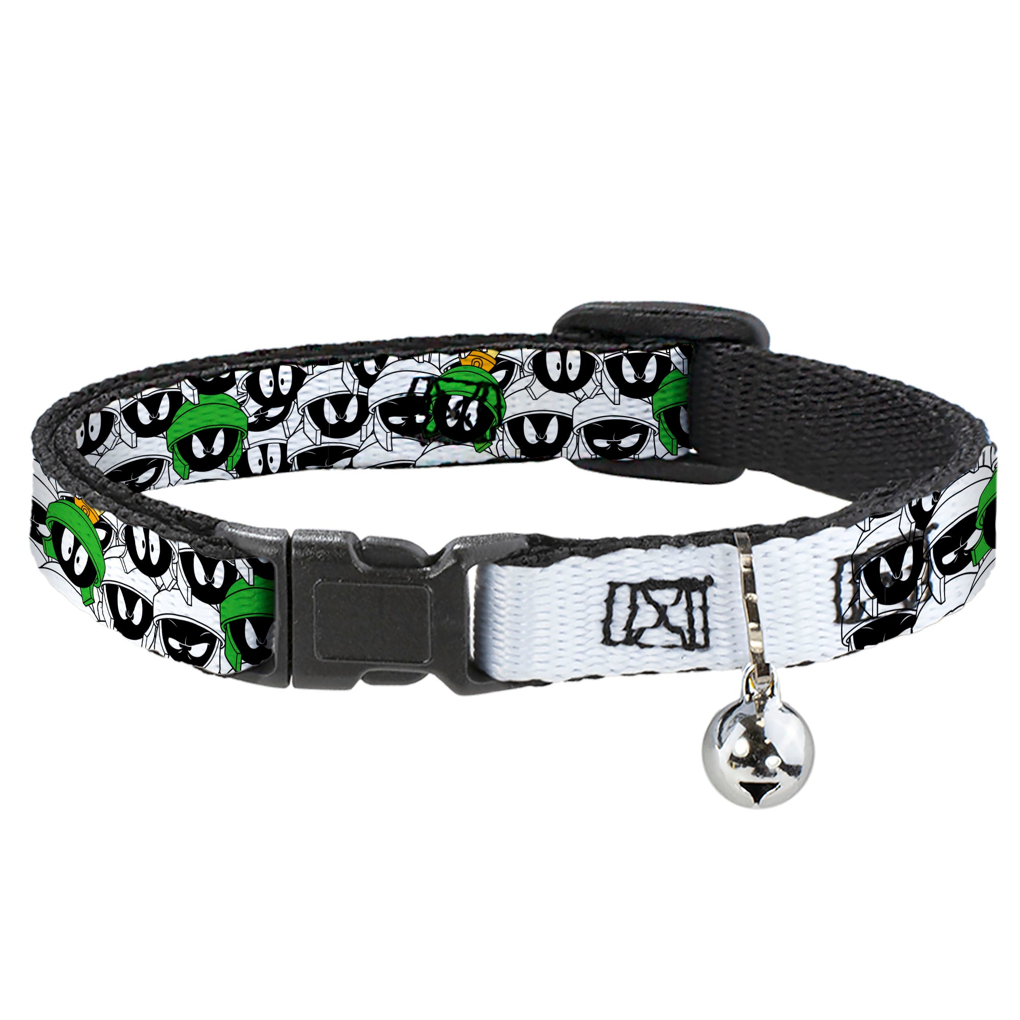 Breakaway Cat Collar with Bell - Marvin the Martian Faces Stacked White/Black/Full Color Breakaway Cat Collars Looney Tunes