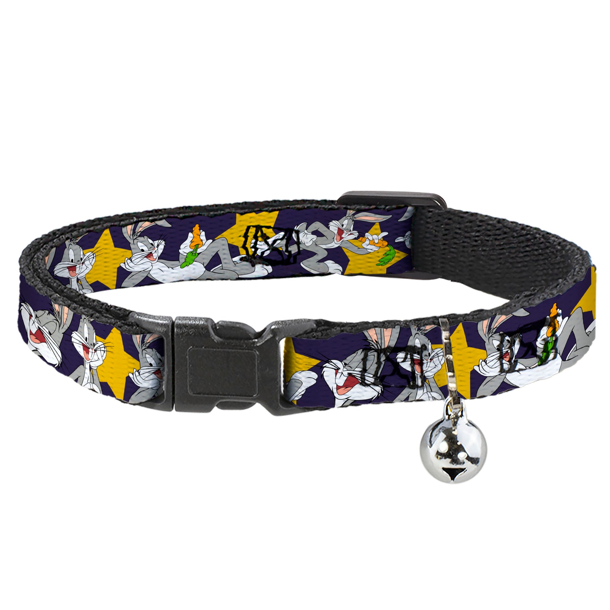 Cat Collar Breakaway - Bugs Bunny Poses Stars Navy Breakaway Cat Collars Looney Tunes