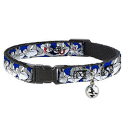 Cat Collar Breakaway - Bugs Bunny CLOSE-UP Poses Blue Breakaway Cat Collars Looney Tunes