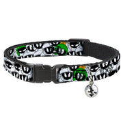 Cat Collar Breakaway - Marvin the Martian Expressions Stacked White Black Green Gold Breakaway Cat Collars Looney Tunes