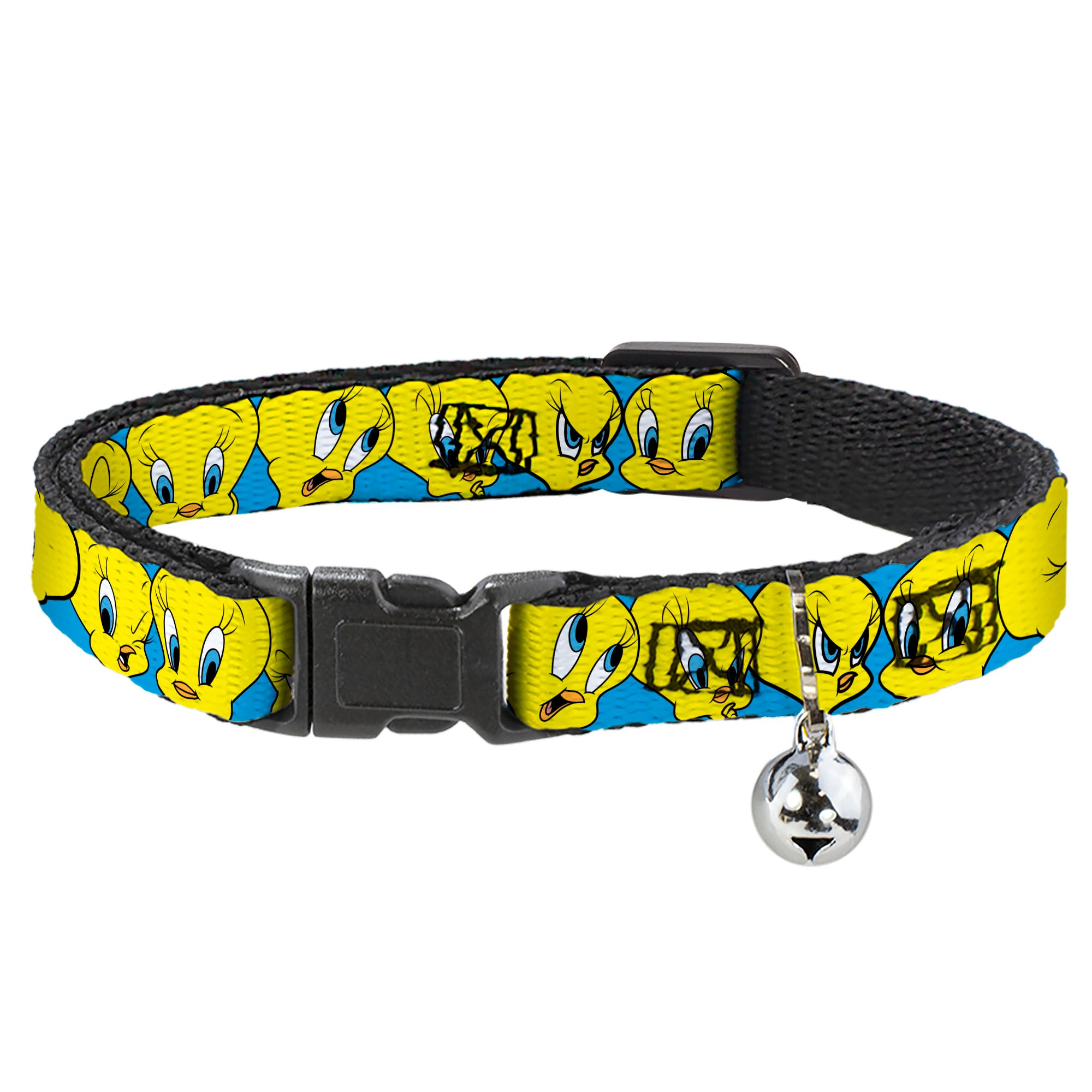 Cat Collar Breakaway - Tweety Bird CLOSE-UP Expressions Baby Blue Breakaway Cat Collars Looney Tunes