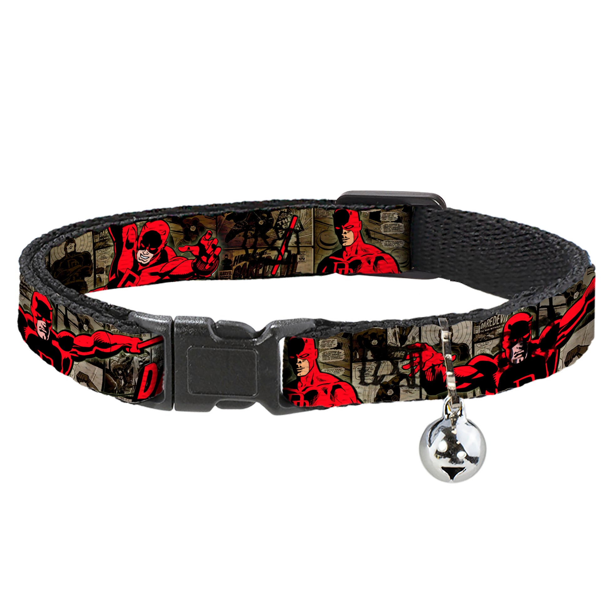 Cat Collar Breakaway - DAREDEVIL Action Poses Comic Panels Grays Red Breakaway Cat Collars Marvel Comics