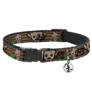 MARVEL UNIVERSE Cat Collar Breakaway - Kawaii Groot 2-Poses Guardians Badge Browns Green Breakaway Cat Collars Marvel Comics