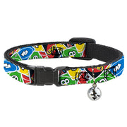 Breakaway Cat Collar with Bell - UNO Cards Stacked Collage Multi Color Breakaway Cat Collars UNO
