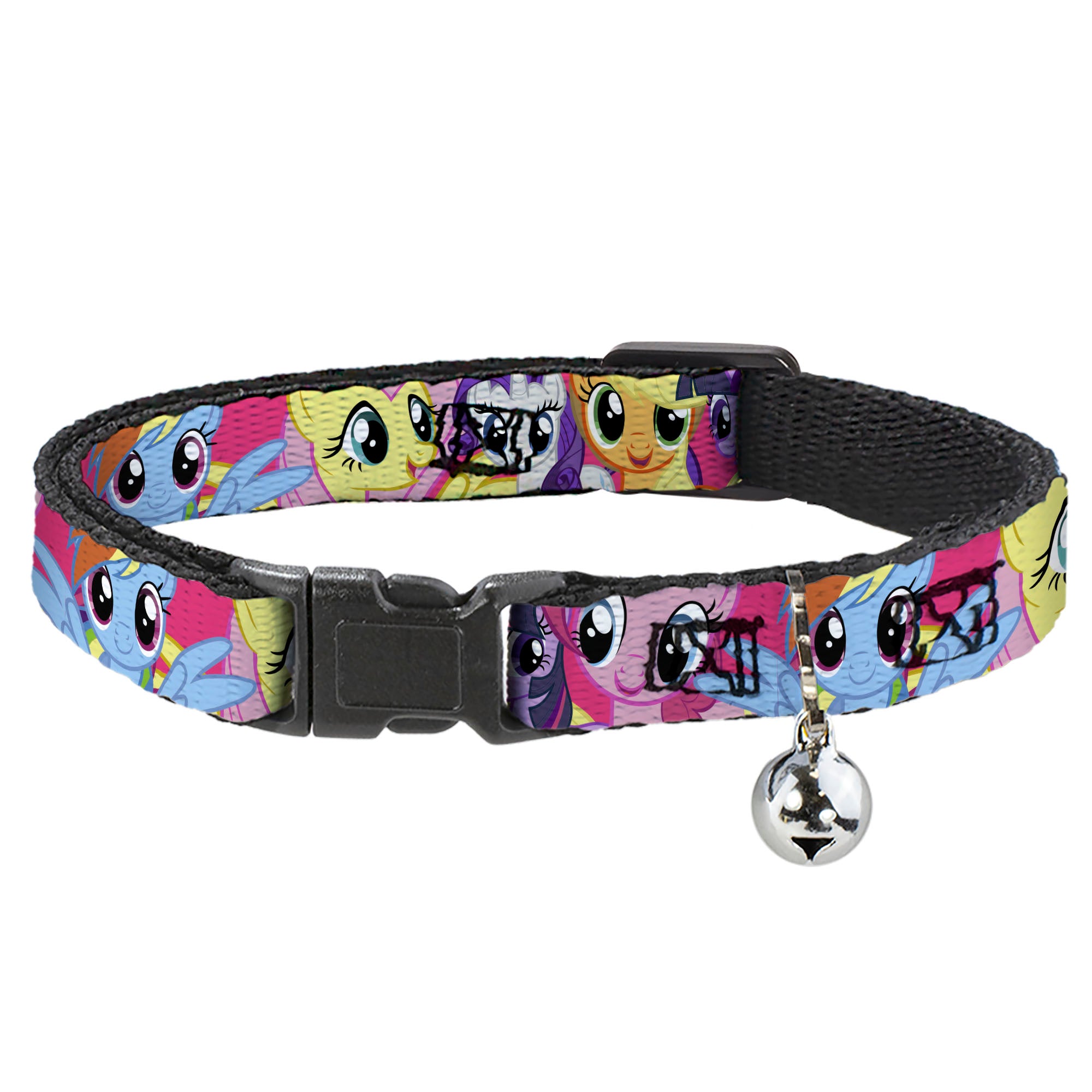 Breakaway Cat Collar with Bell - My Little Pony Mane Six Eye Expressions Close-Up Multi Color