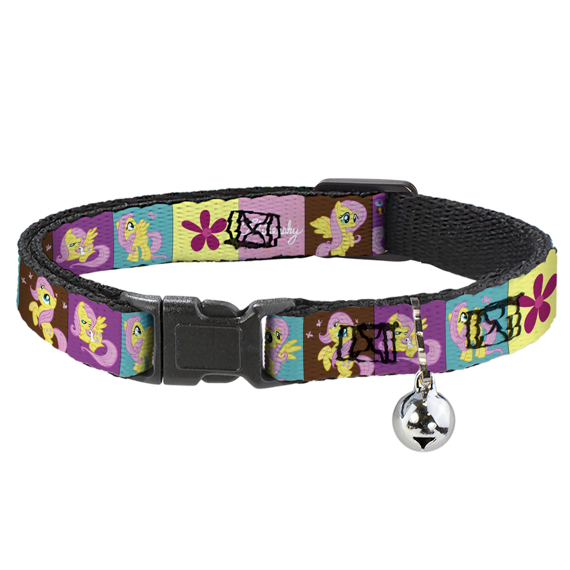 Breakaway Cat Collar with Bell - FLUTTERSHY Text and Pose Blocks Multi Color