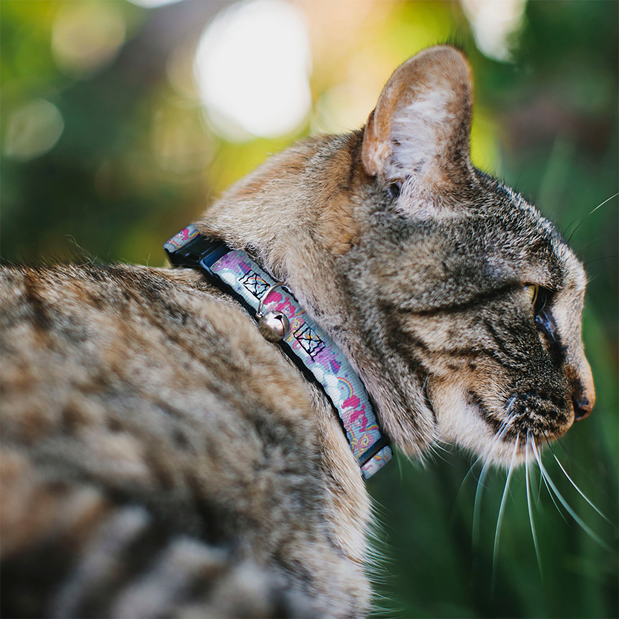 Breakaway Cat Collar with Bell - My Little Pony Four Ponies and Rainbows Multi Pastel
