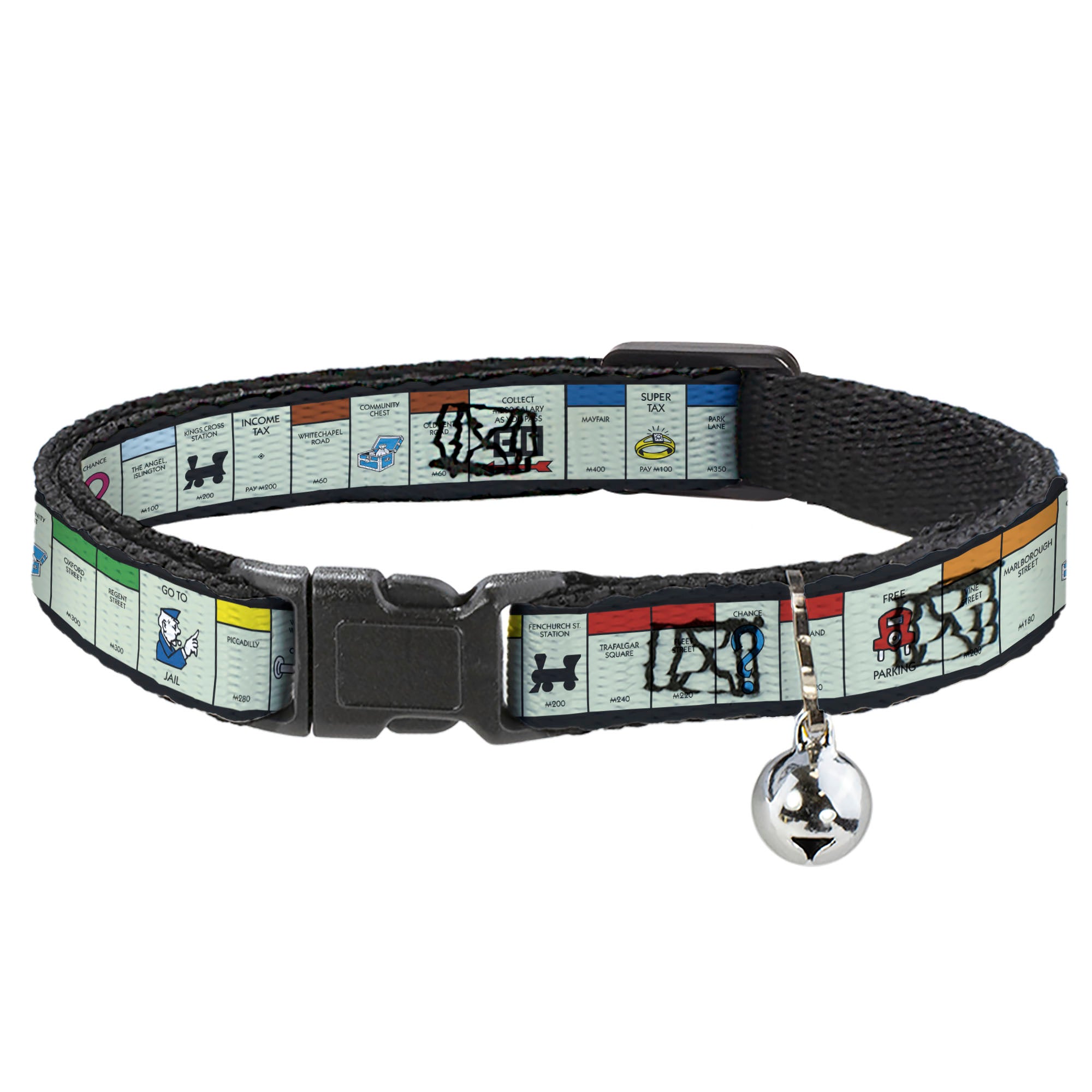 Breakaway Cat Collar with Bell - Monopoly British UK Game Board Space Blocks