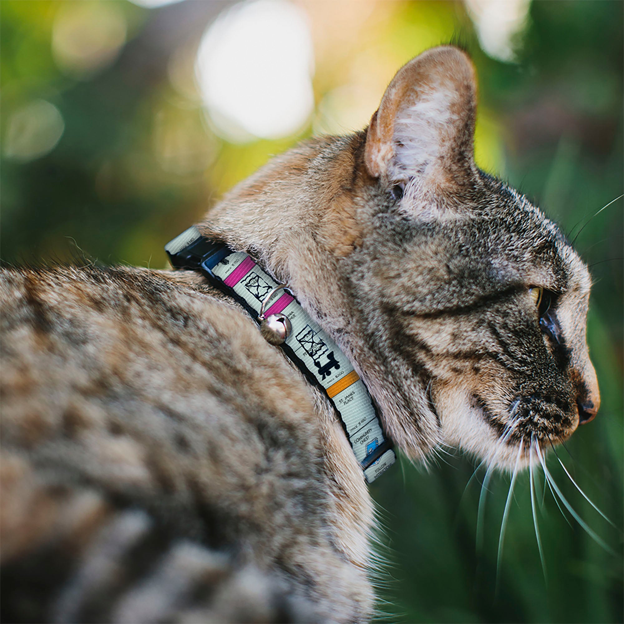 Breakaway Cat Collar with Bell - Monopoly Game Board Spaces