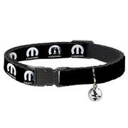 Cat Collar Breakaway with Bell - MOPAR Logo Repeat Black White - NARROW Fits 8.5-12" Breakaway Cat Collars Mopar