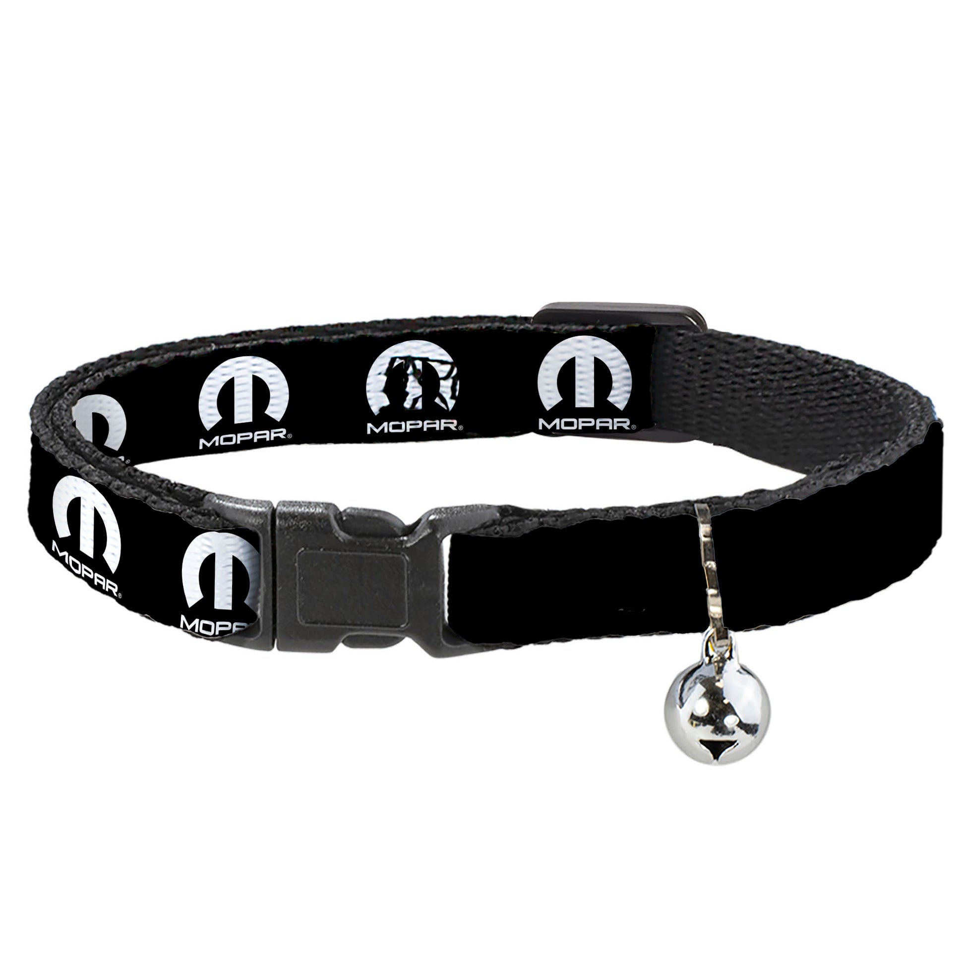 Cat Collar Breakaway with Bell - MOPAR Logo Repeat Black White - NARROW Fits 8.5-12" Breakaway Cat Collars Mopar
