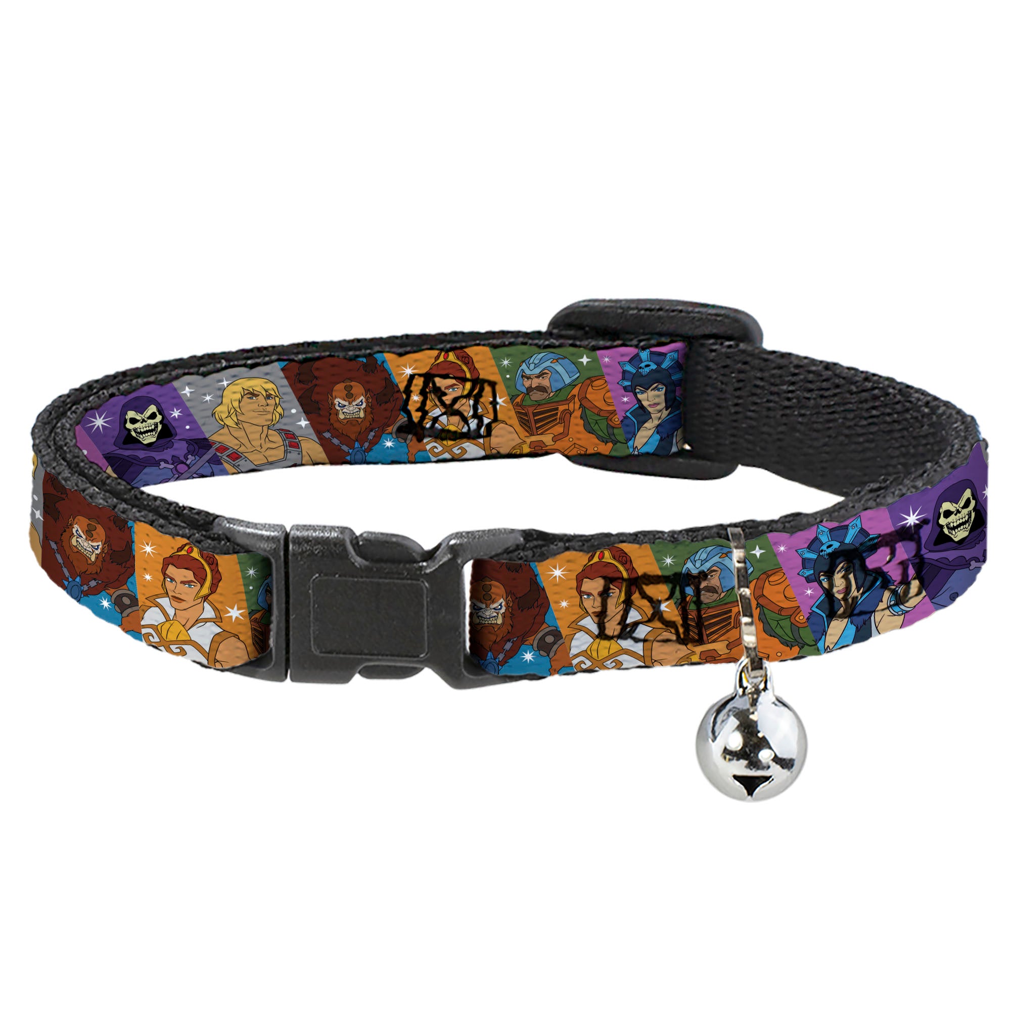 Breakaway Cat Collar with Bell - Masters of the Universe Character Block Stripe Poses Multi Color Breakaway Cat Collars Masters of the Universe