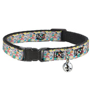 Cat Collar Breakaway with Bell - Nick 90's Rewind 8-Character Mash Up Collage White Breakaway Cat Collars Nick 90s