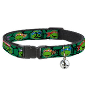Cat Collar Breakaway with Bell - Classic TEENAGE MUTANT NINJA TURTLES Turtle Faces Black Green Turtle Shell Breakaway Cat Collars Teenage Mutant Ninja Turtles