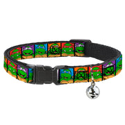 Cat Collar Breakaway with Bell - Classic TMNT Face Blocks Black Multi Color Breakaway Cat Collars Teenage Mutant Ninja Turtles
