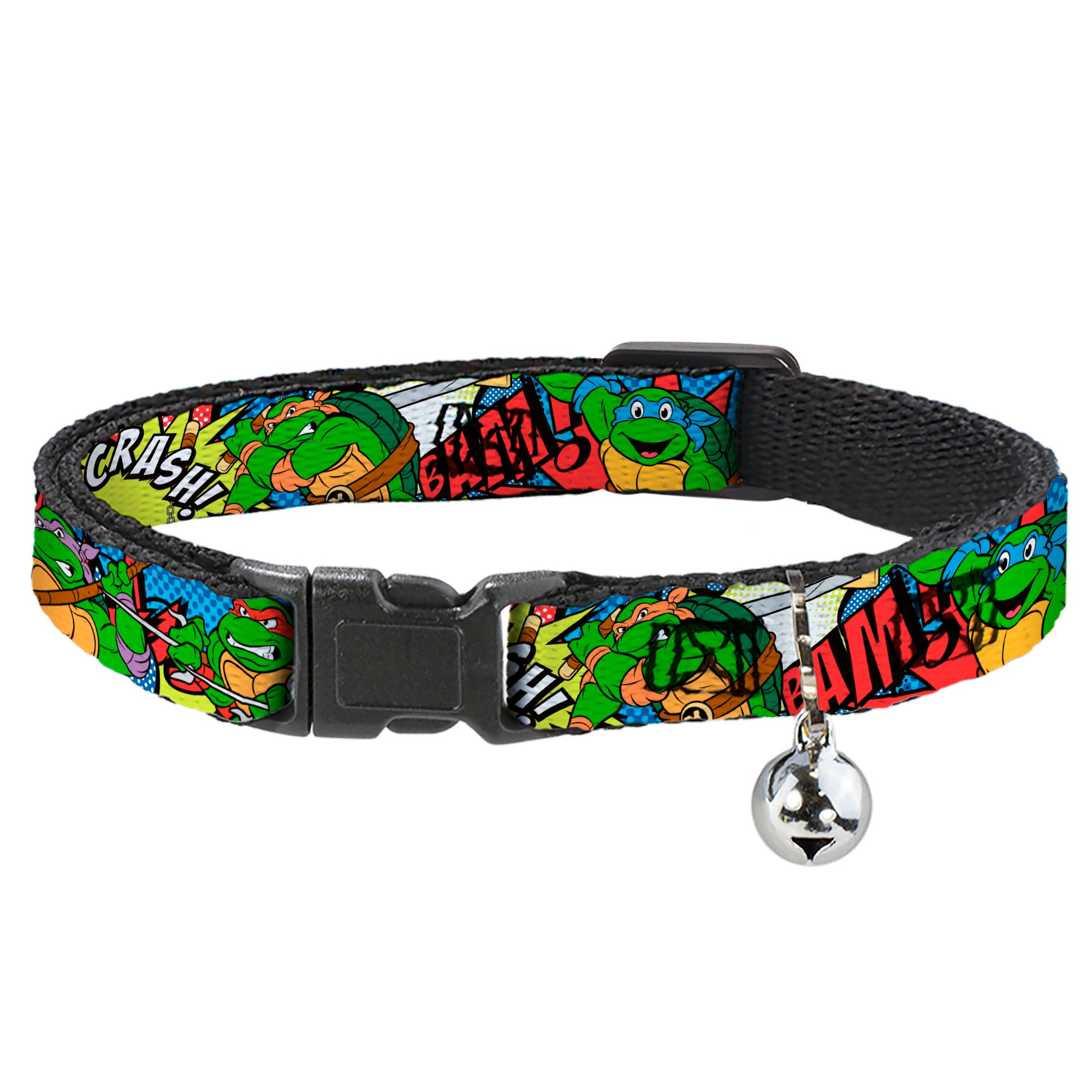 Cat Collar Breakaway with Bell - Classic Teenage Mutant Ninja Turtles Action Poses Action Bubbles Dots Blues Breakaway Cat Collars Teenage Mutant Ninja Turtles