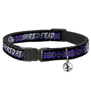 Cat Collar Breakaway with Bell - Shredder Head SHRED HEAD Stripe Black Purple Gray Breakaway Cat Collars Teenage Mutant Ninja Turtles