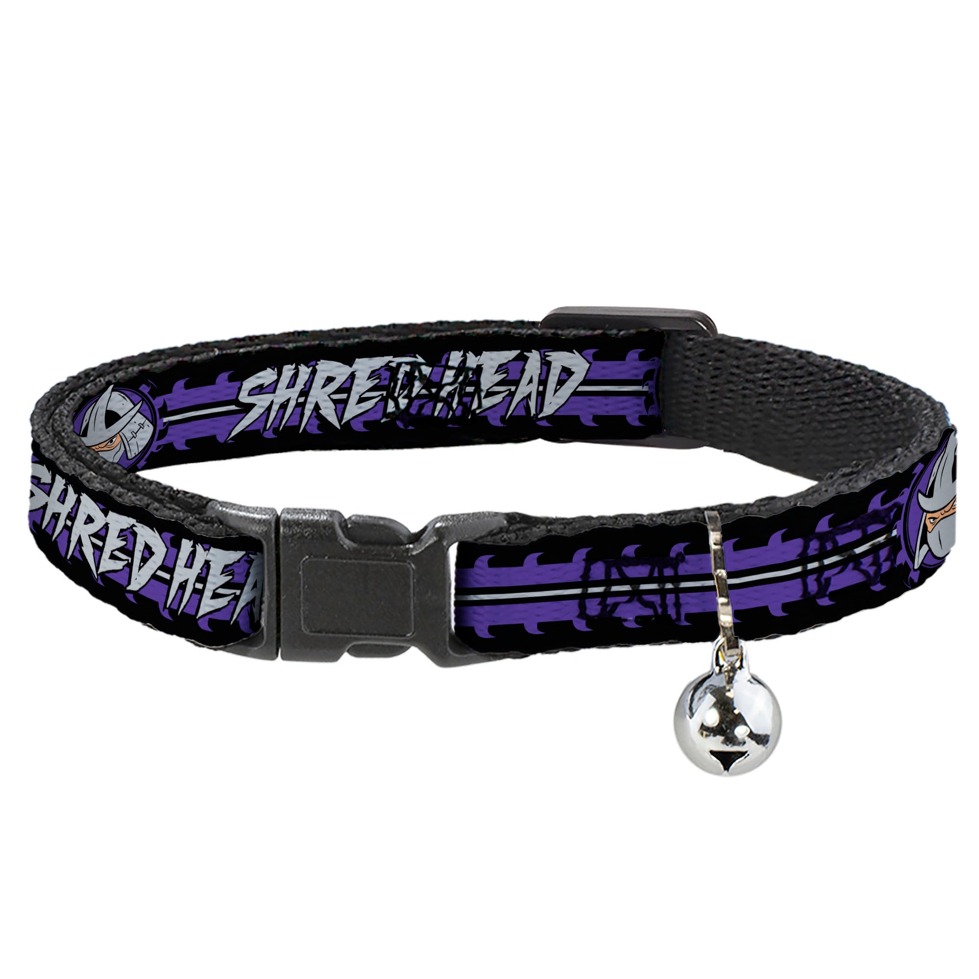 Cat Collar Breakaway with Bell - Shredder Head SHRED HEAD Stripe Black Purple Gray Breakaway Cat Collars Teenage Mutant Ninja Turtles