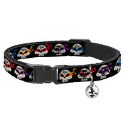 Cat Collar Breakaway with Bell - TMNT 4-Turtle Road Rebel Skulls Black Breakaway Cat Collars Teenage Mutant Ninja Turtles