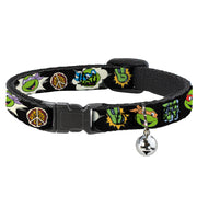Breakaway Cat Collar with Bell - Teenage Mutant Ninja Turtles Faces and Icons Black/Multi Color Breakaway Cat Collars Teenage Mutant Ninja Turtles