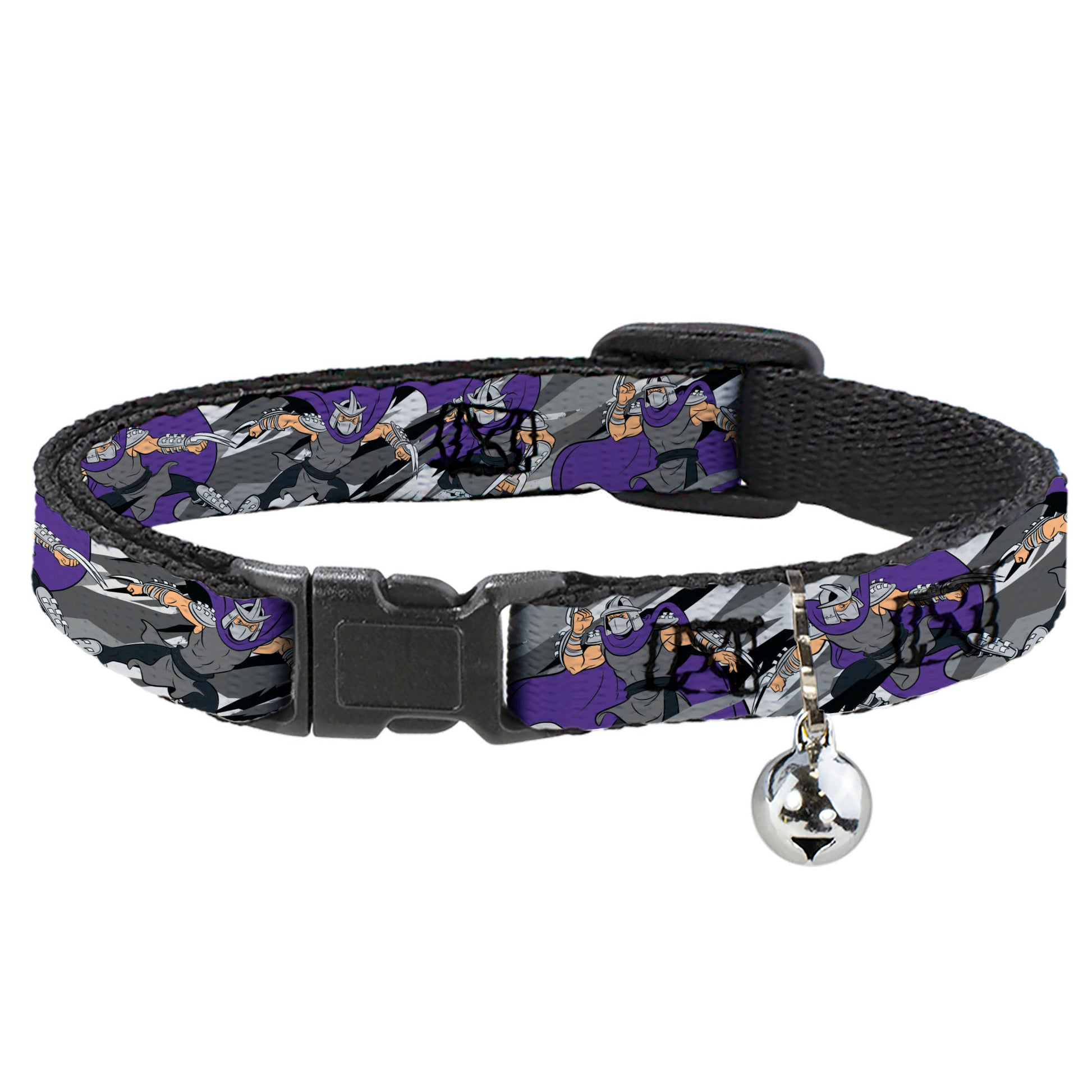 Breakaway Cat Collar with Bell - Teenage Mutant Ninja Turtles Shredder Action Poses Grays/Purple Breakaway Cat Collars Teenage Mutant Ninja Turtles