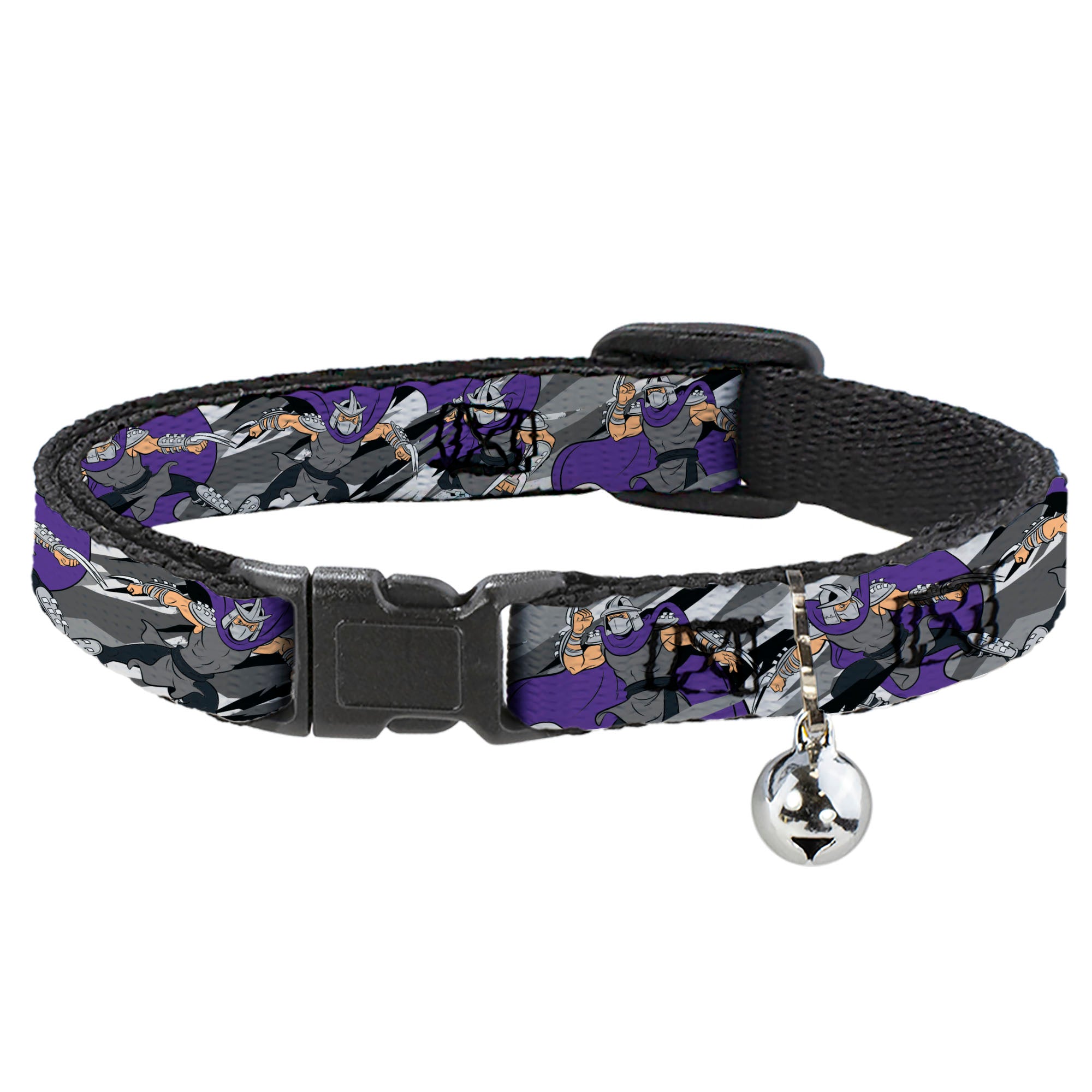 Breakaway Cat Collar with Bell - Teenage Mutant Ninja Turtles Shredder Action Poses Grays/Purple Breakaway Cat Collars Teenage Mutant Ninja Turtles