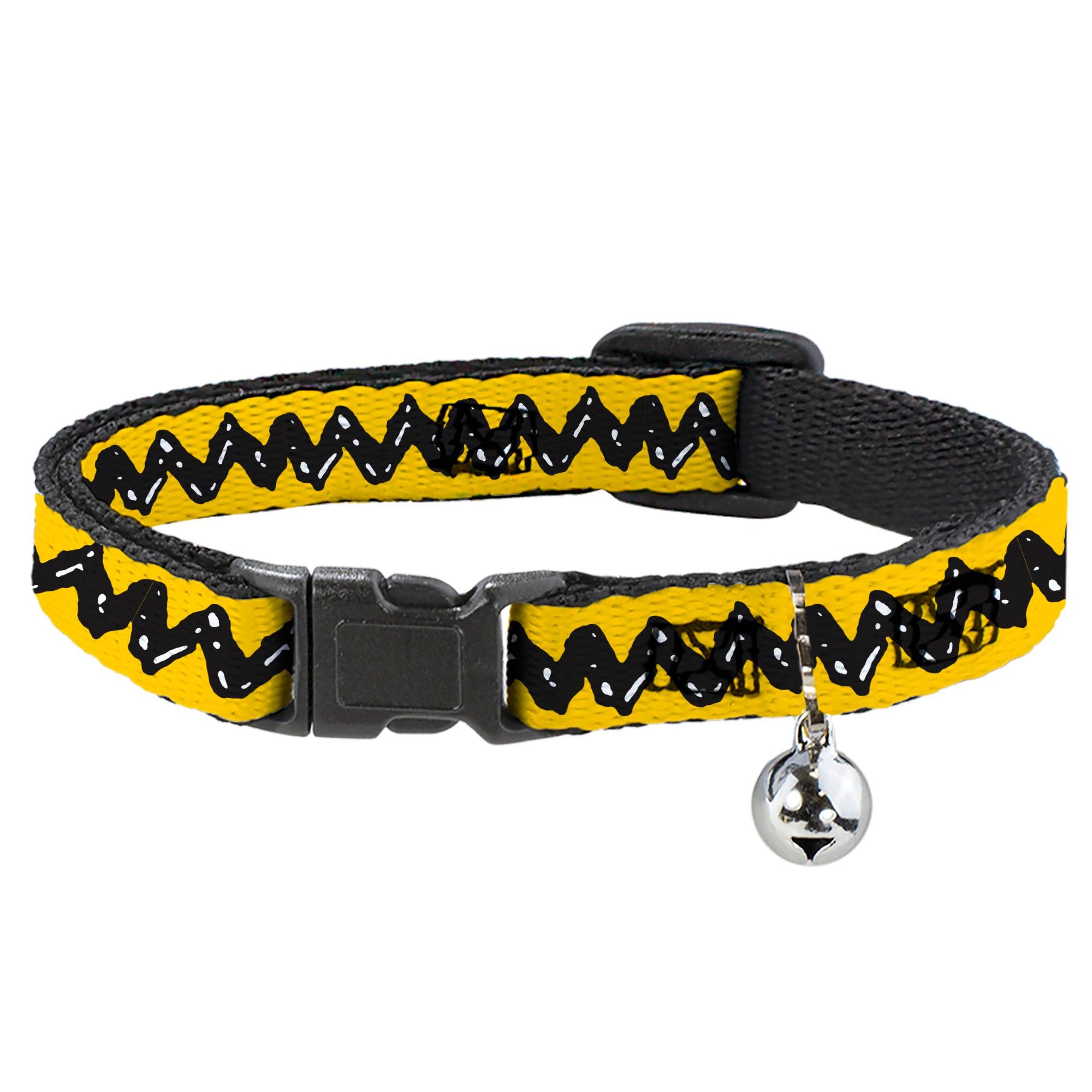 Breakaway Cat Collar with Bell - Peanuts Charlie Brown Zig Zag Stripe Yellow/Black Breakaway Cat Collars Peanuts