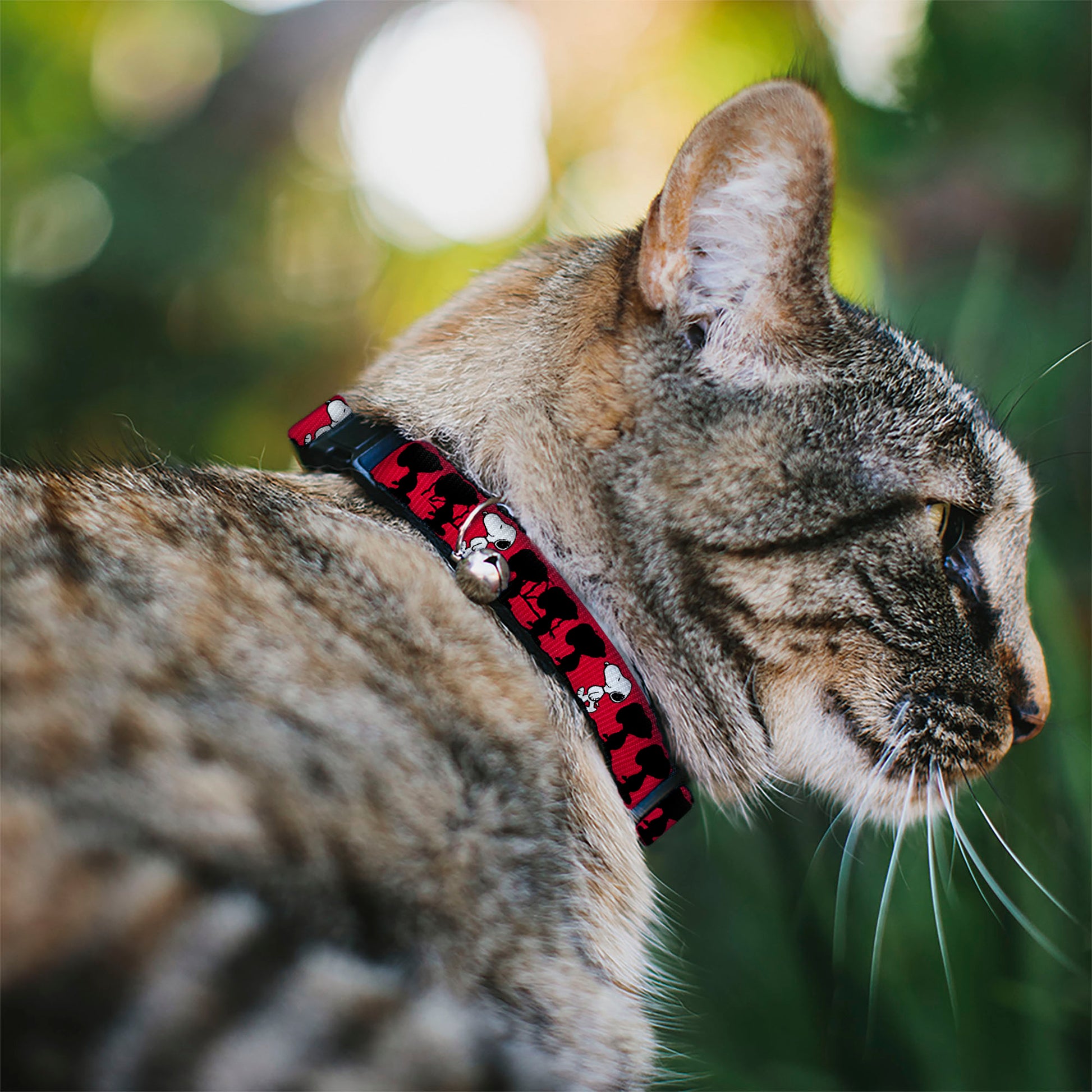 Breakaway Cat Collar with Bell - Peanuts Snoopy Walking/Silhouette Pose Red/Black/White Breakaway Cat Collars Peanuts