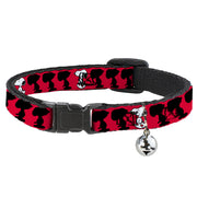 Breakaway Cat Collar with Bell - Peanuts Snoopy Walking/Silhouette Pose Red/Black/White Breakaway Cat Collars Peanuts