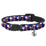 Breakaway Cat Collar with Bell - Peanuts Astronaut Snoopy Walking Pose Scattered Blue/Orange Breakaway Cat Collars Peanuts