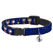Breakaway Cat Collar with Bell - Peanuts Gang Astronauts Standing Poses Stars Blue/White Breakaway Cat Collars Peanuts