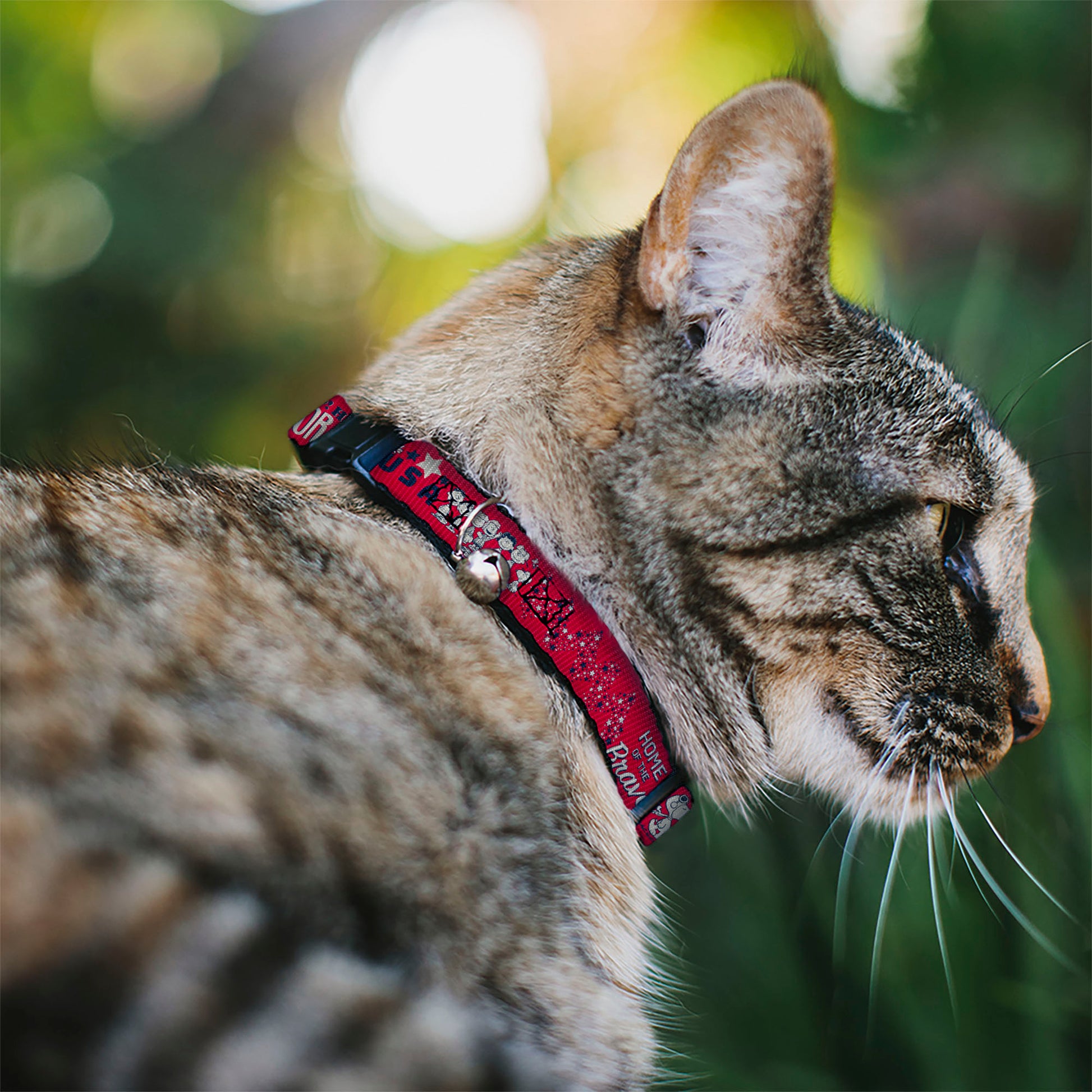 Breakaway Cat Collar with Bell - Peanuts Gang AMERICAN SUMMER Poses Red/Blue/White Breakaway Cat Collars Peanuts