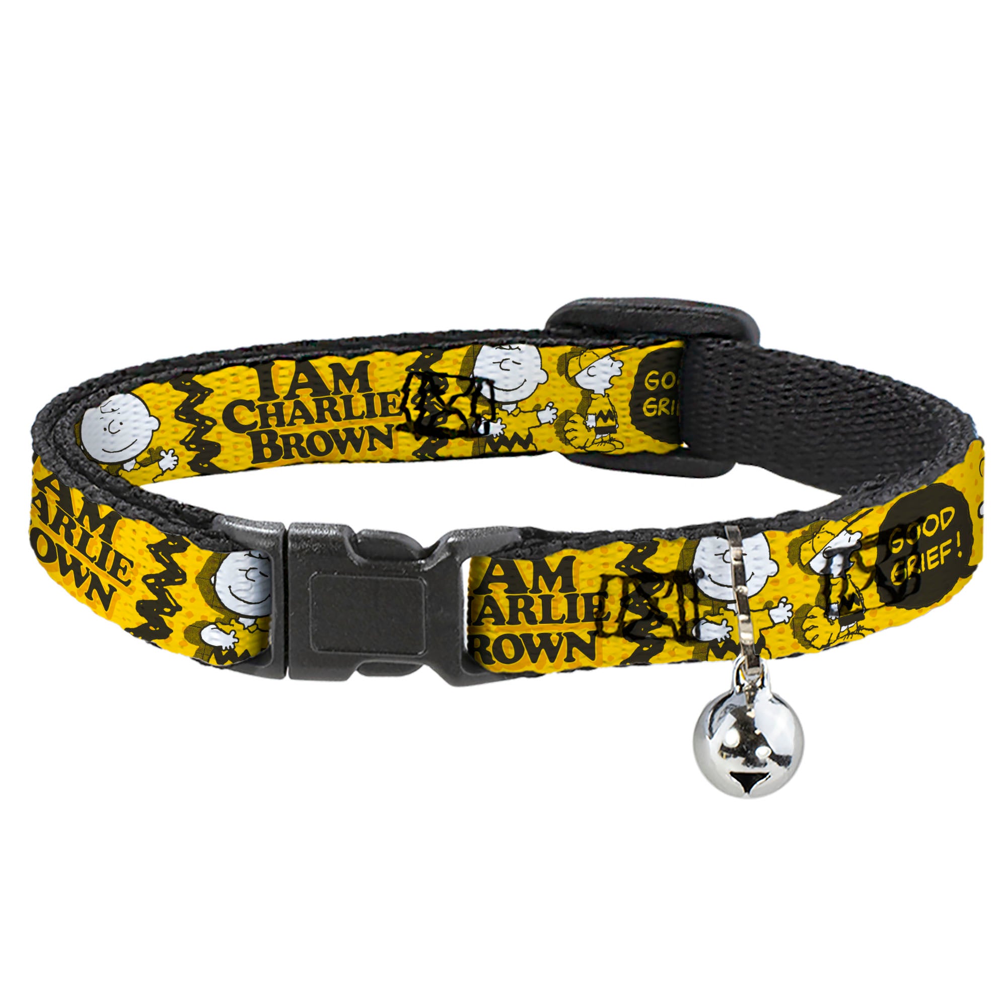 Breakaway Cat Collar with Bell - Peanuts I AM CHARLIE BROWN Poses and Zig Zag Stripe Yellows/Black Breakaway Cat Collars Peanuts
