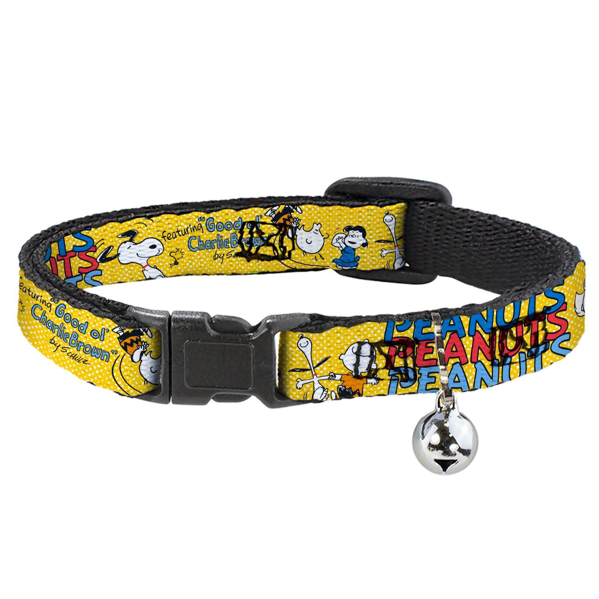 Breakaway Cat Collar with Bell - PEANUTS Gang FEATURING GOOD OL CHARLIE BROWN Character Poses Yellow/Multi Color Breakaway Cat Collars Peanuts