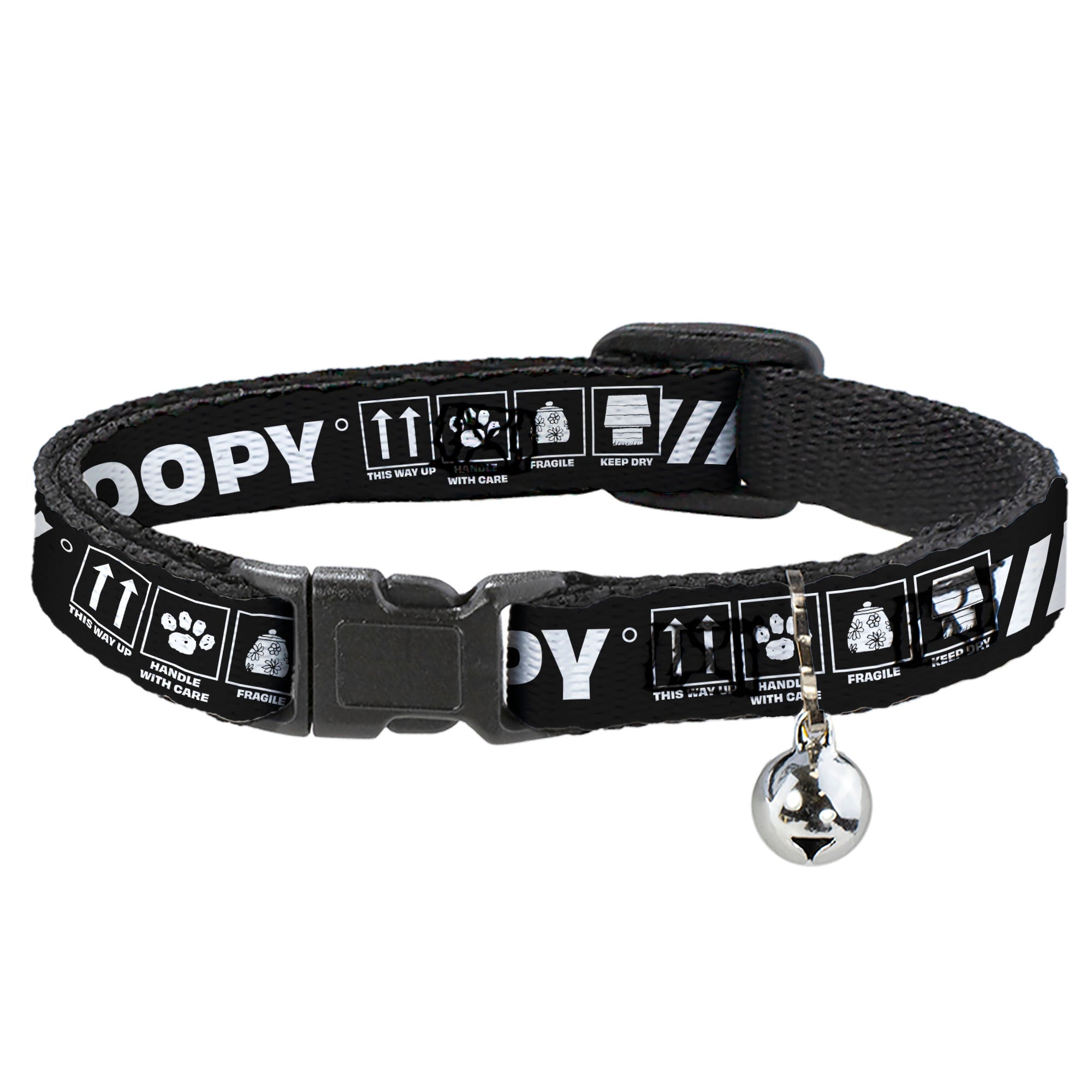Breakaway Cat Collar with Bell - Peanuts SNOOPY Care Symbols 100% ORIGINAL Black/White Breakaway Cat Collars Peanuts