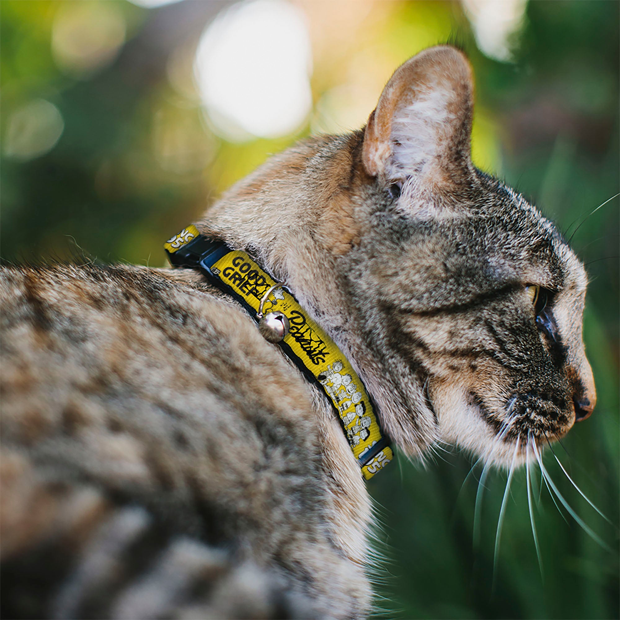 Breakaway Cat Collar with Bell - PEANUTS Gang SINCE 1950 GOOD GRIEF Group Pose Yellow/Black Breakaway Cat Collars Peanuts