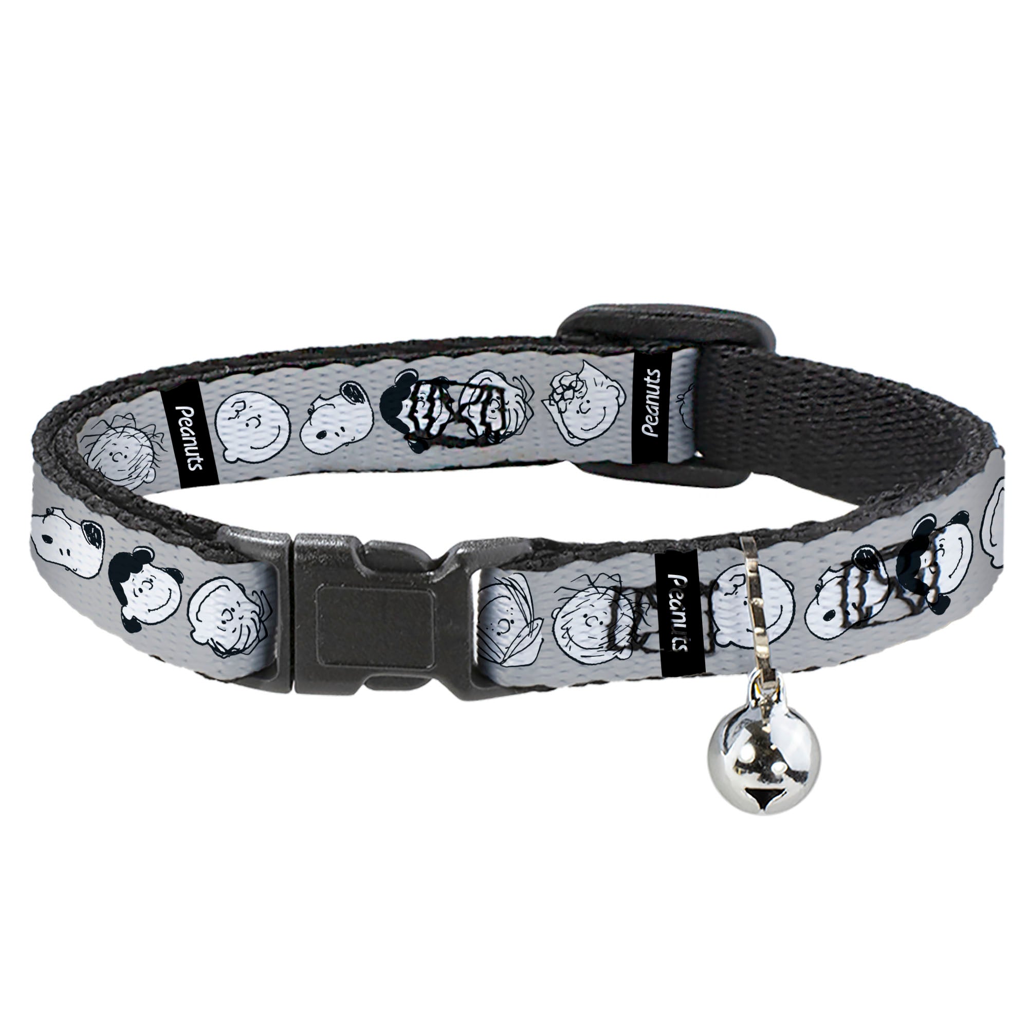 Breakaway Cat Collar with Bell - Peanuts Gang Expressions Gray/Black/White Breakaway Cat Collars Peanuts