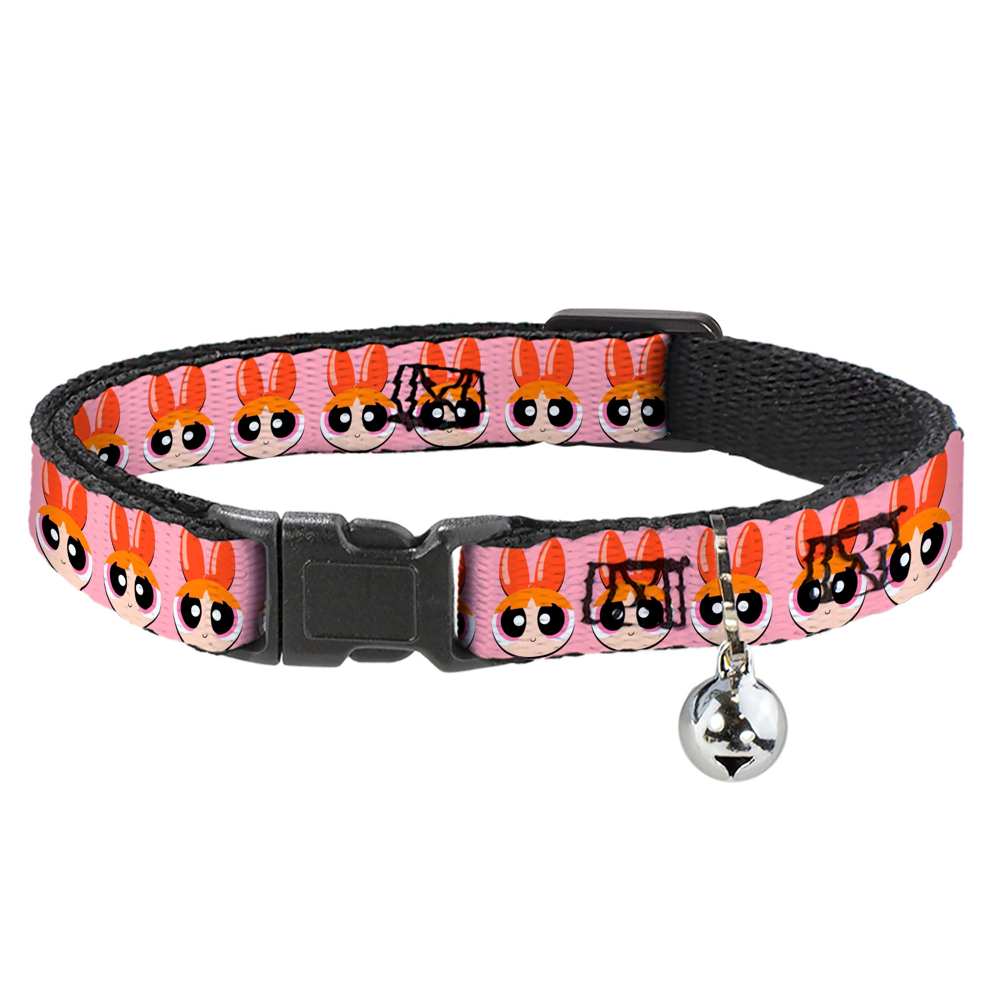 Breakaway Cat Collar with Bell - The Powerpuff Girls Blossom Face Close-Up Pink Breakaway Cat Collars Powerpuff Girls